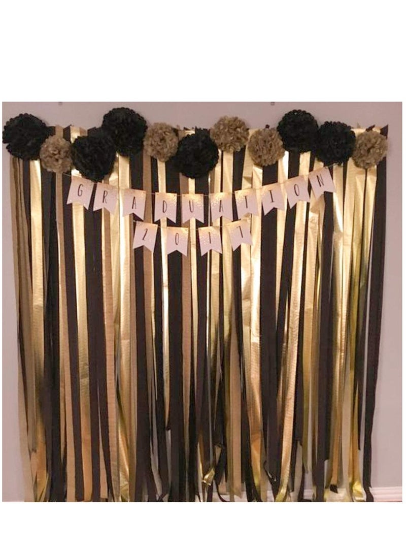 Excefore Crepe Paper Streamers, Gold Silver and Black Streamers Party Decorations, for Birthday Wedding(1.8 Inch x 82 Ft/Roll 6 Rolls) - Image 2