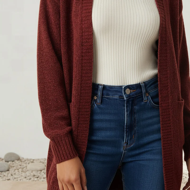 2Xtremz  2Xtremz Longline Open Front Chenille Cardigan for Women | Best Price UAE