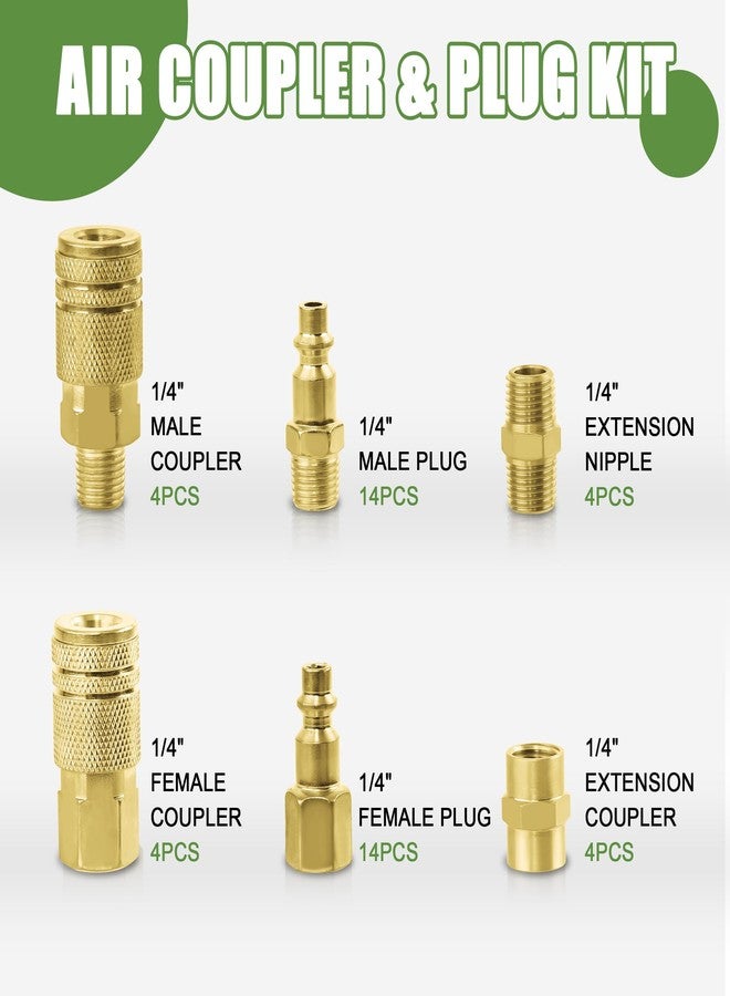 Ailbiuko Air Coupler & Plug Kit,45 Pcs 1/4" NPT Air Tool Fittings Set,Quick Connect Air Hose Fittings Air Compressor Accessories - Image 2