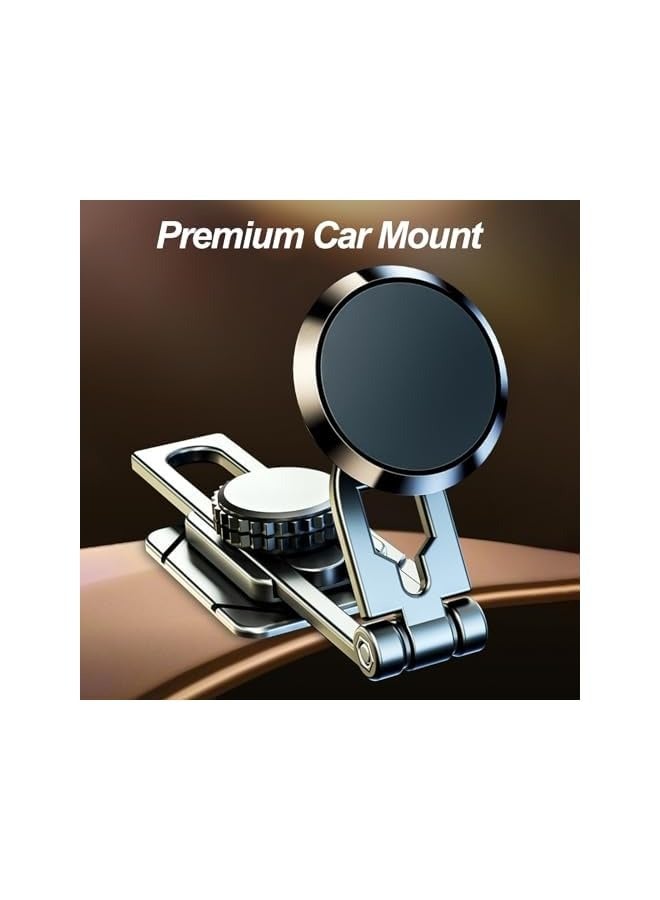 erorex Car Phone Holder Mount, Strong Magnets Folding Suspension Car Mount, 360° Adjustable Slide Telescopic Alloy Navigation Phone Holder for All car dashboard iPhone Galaxy All Phones - Image 2
