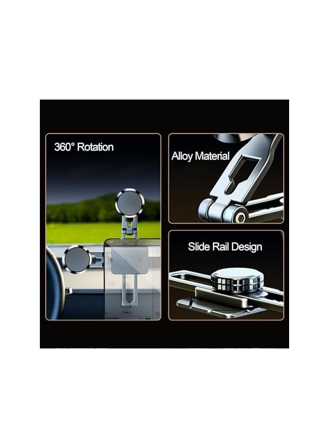erorex Car Phone Holder Mount, Strong Magnets Folding Suspension Car Mount, 360° Adjustable Slide Telescopic Alloy Navigation Phone Holder for All car dashboard iPhone Galaxy All Phones - Image 3