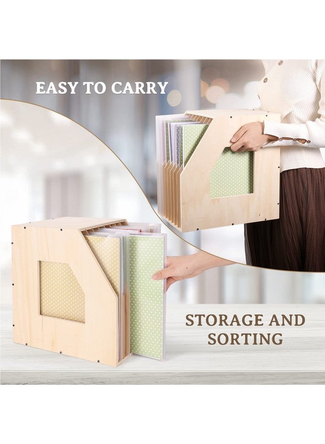 كايدو منظم تخزين ورق خشبي، رف تخزين ورق بتصميم منحدر لحمل ورق سجل القصاصات مقاس 12 × 12 بوصة، رف ورق سجل القصاصات المستقر ذو 8 فتحات للمحفظة، أوراق نقل الحرارة - Image 5