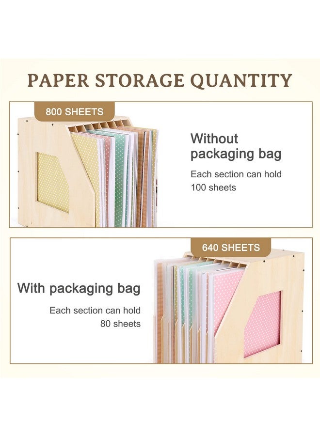 كايدو منظم تخزين ورق خشبي، رف تخزين ورق بتصميم منحدر لحمل ورق سجل القصاصات مقاس 12 × 12 بوصة، رف ورق سجل القصاصات المستقر ذو 8 فتحات للمحفظة، أوراق نقل الحرارة - Image 4