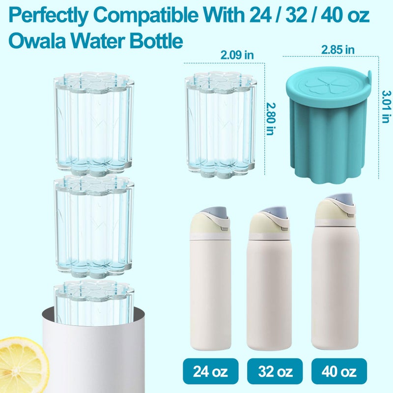 Ehzyaz Ice Cube Tray for Owala FreeSip, 3PCS Silicone Ice Cube Molds, Easy Fill and Release Ice Maker for Chilling Cocktails Whiskey Drinks Juice Coffee, for Owala Water Bottle 24/32/40oz Accessories - Image 5