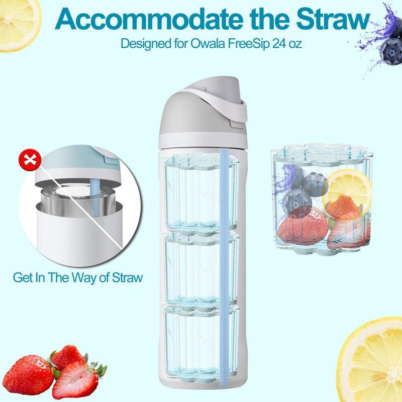 Ehzyaz Ice Cube Tray for Owala FreeSip, 3PCS Silicone Ice Cube Molds, Easy Fill and Release Ice Maker for Chilling Cocktails Whiskey Drinks Juice Coffee, for Owala Water Bottle 24/32/40oz Accessories - Image 3