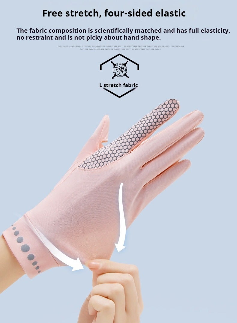 سبورت قفازات نسائية واقية من الشمس - حماية من الأشعة فوق البنفسجية UPF 50+، قفازات نسائية سريعة الجفاف ومضادة للانزلاق للقيادة، قفازات شاشة تعمل باللمس لركوب الدراجات والرياضات الخارجية (بيج) - Image 4