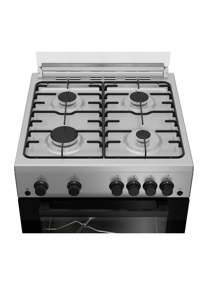 Beko 60x60cm Freestanding Gas Cooker, 4 Burner, Highly  Efficient, Full Safety with Enamel Pan Support 4 FSGT62111DSL Silver - Image 4