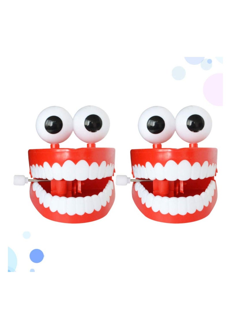 Wind-up Toys Plastic Chattering Teeth, Wind up Toy Early Educational Toy, Popping False Teeth Toy Funny Teeth Toys, Baskets Stuffers Gifts for Kids Toddler, Non-toxic and Odorless (2Pcs)