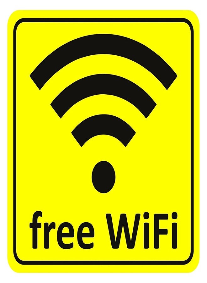 Fusion Graphix WiFi Free Wall Sticker for Businees, Resturant, Café, Office (Yellow)
