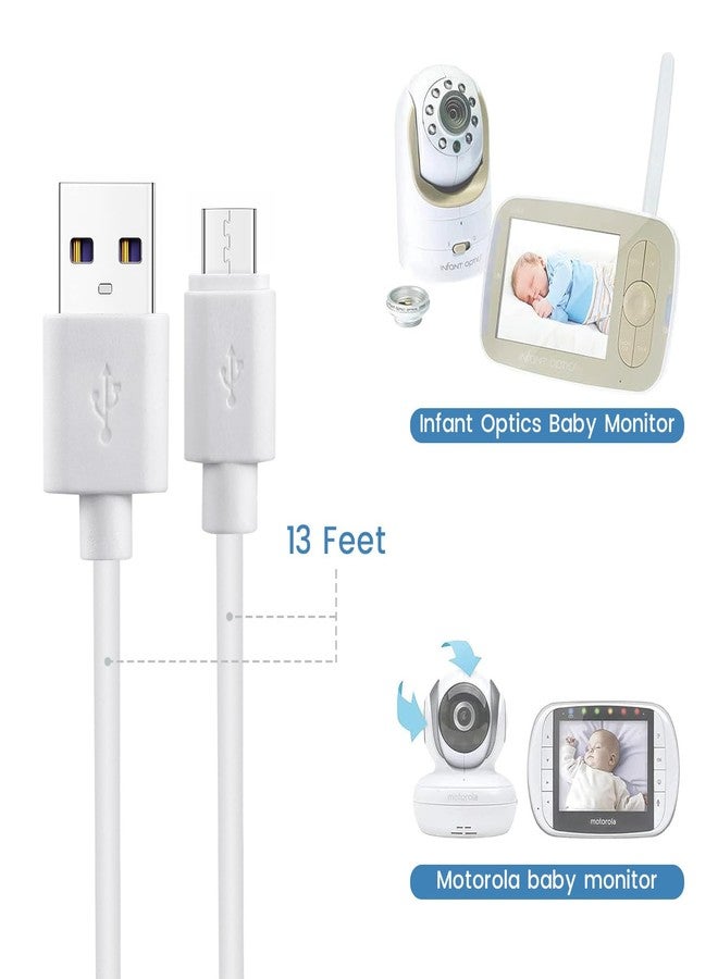 Smays Replacement 5V Micro USB Charging Cable for Infant Optics DXR-8, Motorola, Owlet Baby Monitors - 13-Foot (4 Meters) Power Cord - Image 2