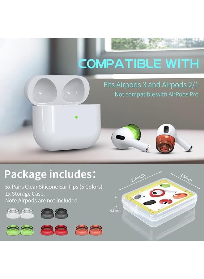 erorex - Compatible With Airpods 2 Airpods 3 Earbuds Cover Airpods Silicone Ear Tips Accessories Compatible With Airpods 3Rd Generation And Airpods 2 And Airpods1 5 Pairs - Image 1