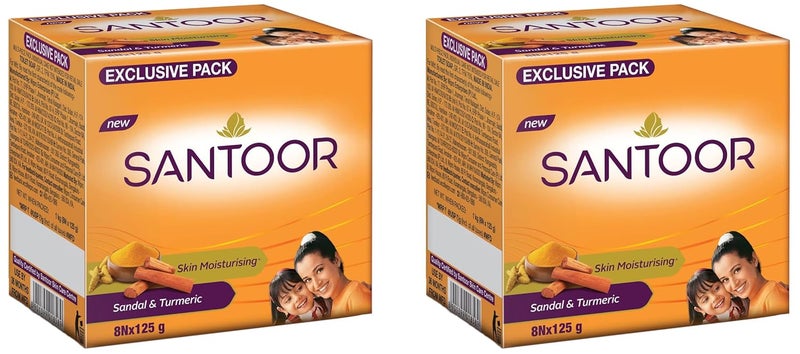 Santoor صابون حمام سانتور بخلاصة خشب الصندل والكركم لمظهر شاب وبشرة متألقة عرض كومبو 125 جرام عبوة من 16 - Image 1