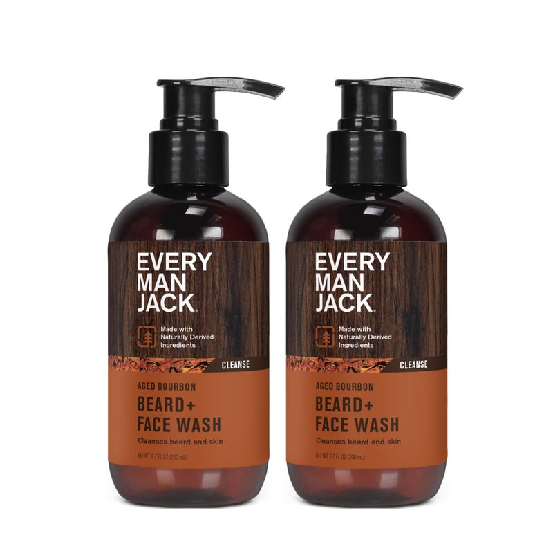 Every Man Jack Beard  Face Wash  Subtle Aged Bourbon Fragrance  Cleans and Helps Condition and Soften Your Beard and Skin Underneath  Naturally Derived with Aloe and Glycerin 67 fl oz 2 Pack