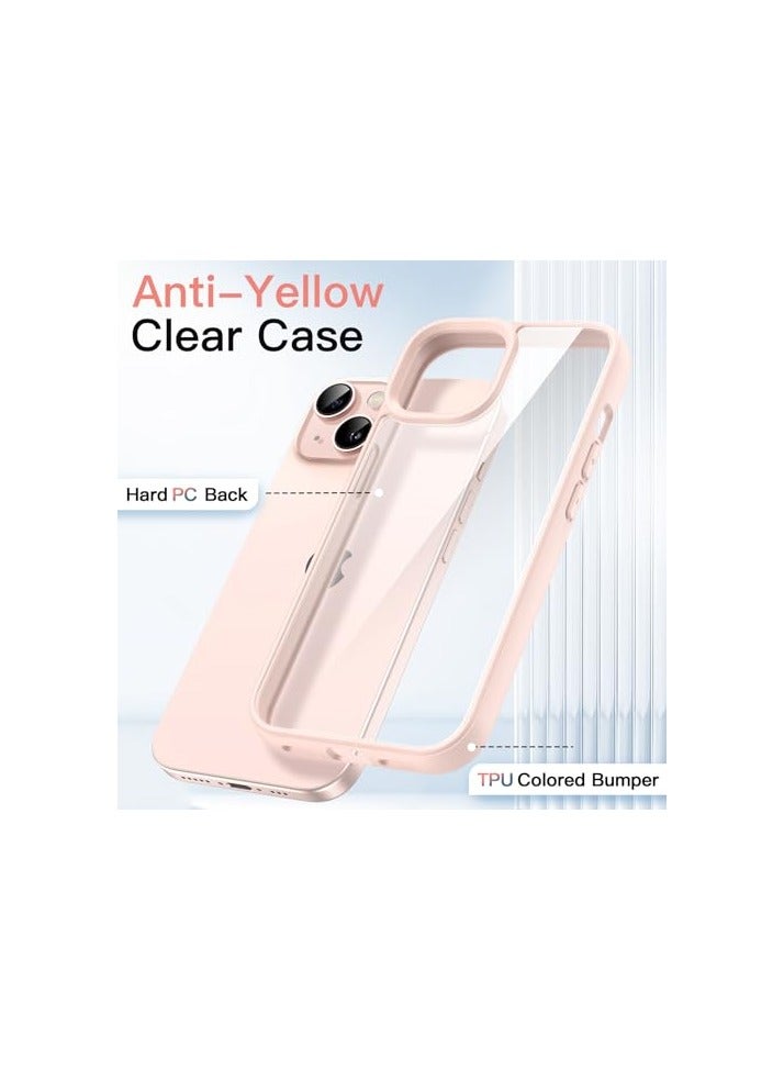 JETech Case for iPhone 13 6.1-Inch, Shockproof Phone Bumper Cover, Solid Color Matte TPU Frame, Anti-Scratch Clear Back (Pink) - Image 2