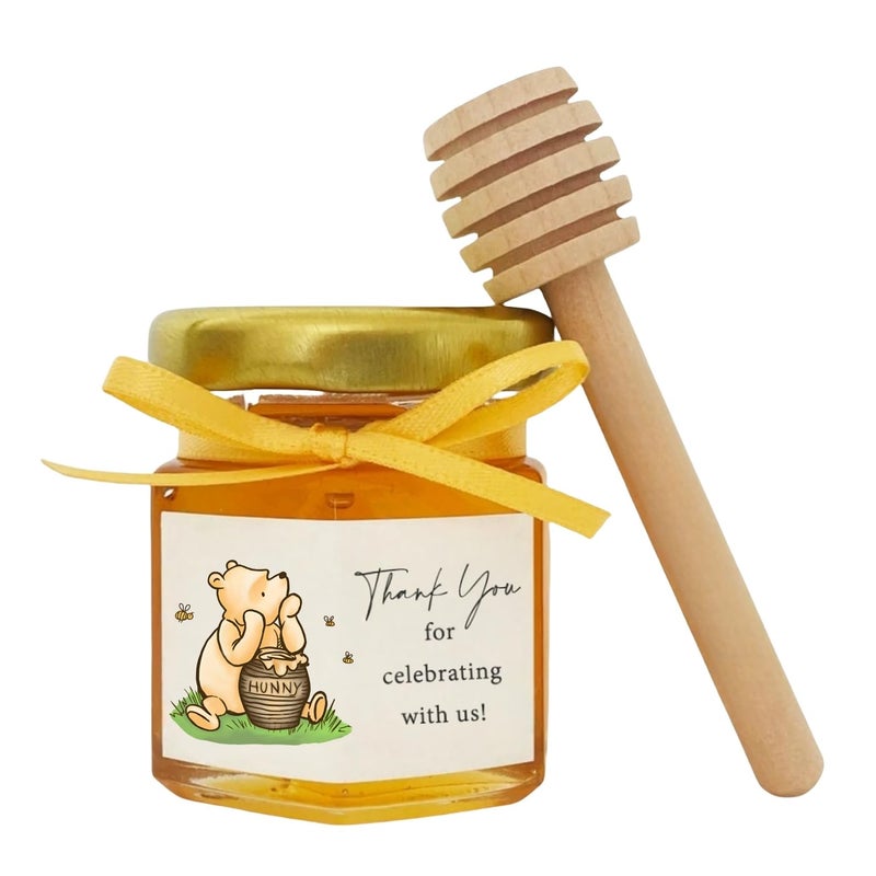 Unbala 80PCS Classic Winnie Honey Jar Stickers for Baby Shower Sweet Thank You Stickers Food Labels Bee and Pooh Birthday Party Decoration Supplies - Image 1