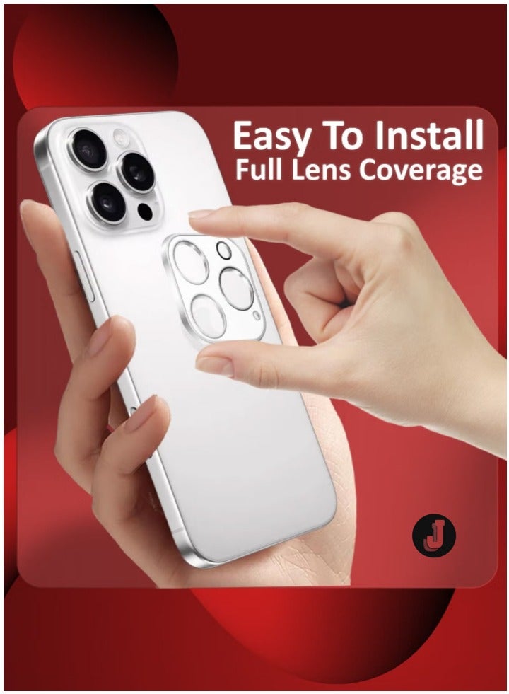 JAJEEK "New 4-Pack iPhone 16 Pro Camera Lens Protector – Ultra HD Tempered Glass, 9H Hardness, Anti-Scratch, Case-Friendly, Easy Installation Clear Lens Cover" - Image 4