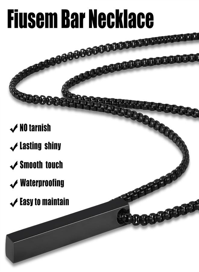 Fiusem قلادة فيوسيم للرجال، فضية اللون/مطلية بالذهب/سوداء، مع سلسلة صندوقية 2.5 مم، وسلسلة من الفولاذ المقاوم للصدأ، بطول 16-28 بوصة، و24 بوصة، مصنوعة من الفولاذ المقاوم للصدأ، بدون أحجار كريمة. - Image 3