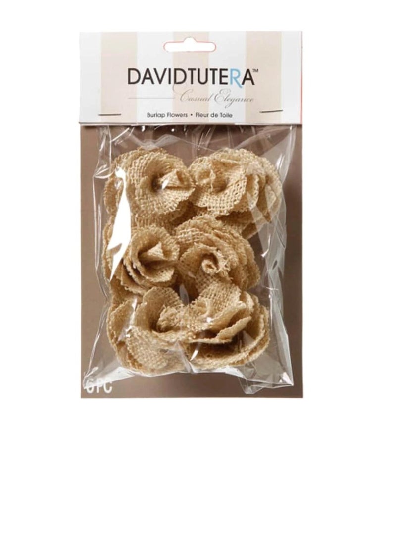 David Tutera - David Tutera Burlap Flowers Cream 2.5 x 1 inches 6 pieces - Image 1