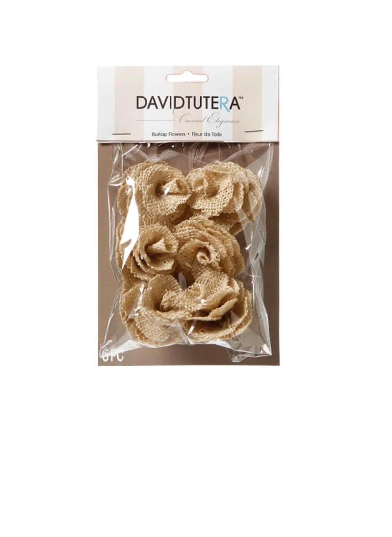 David Tutera - David Tutera Burlap Flowers Cream 2.5 x 1 inches 6 pieces - Image 1