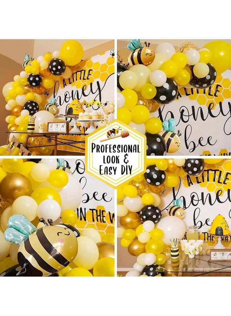 Bee-themed balloons. A set of 100 latex balloons in assorted colors, 4 different sizes, and 3 cute bee-themed balloons. Perfect for decorating birthday parties, newborns, and all special occasions. - Image 3