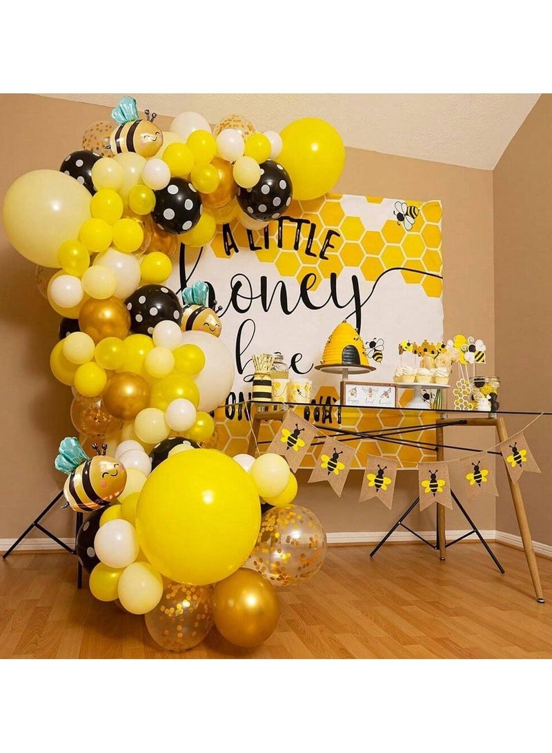 Bee-themed balloons. A set of 100 latex balloons in assorted colors, 4 different sizes, and 3 cute bee-themed balloons. Perfect for decorating birthday parties, newborns, and all special occasions. - Image 4