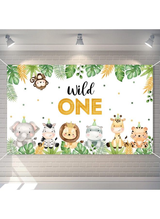 Heboland Wild One Backdrop Banner Birthday Decorations For Boyslarge Size 3 X 5Ft Jungle Safari Cute Animals 1St First Party Supplies - Image 2