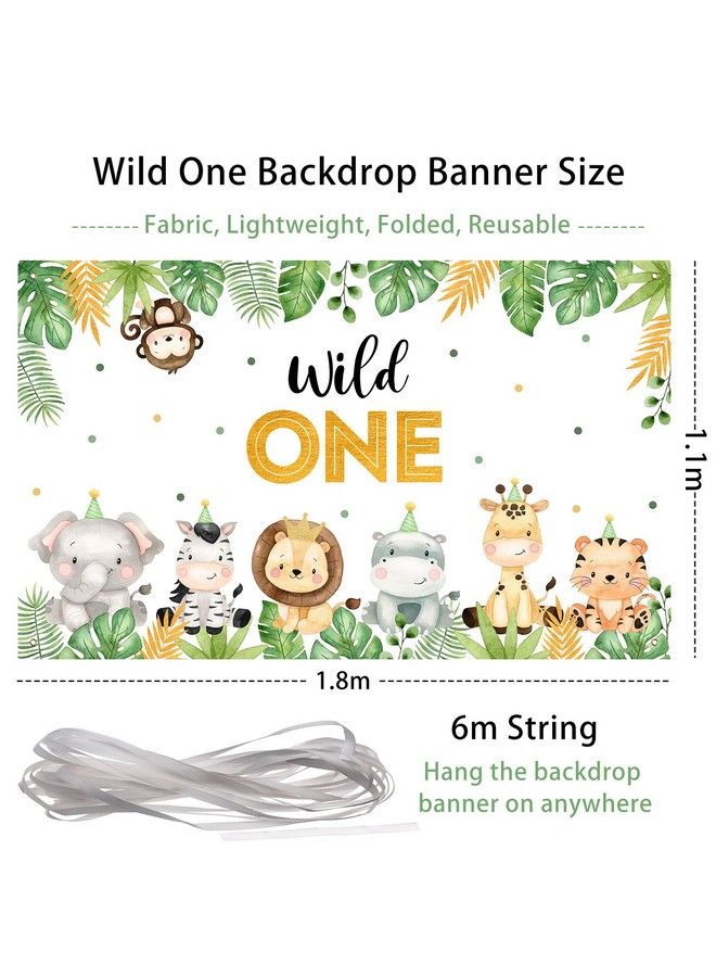 Heboland Wild One Backdrop Banner Birthday Decorations For Boyslarge Size 3 X 5Ft Jungle Safari Cute Animals 1St First Party Supplies - Image 3