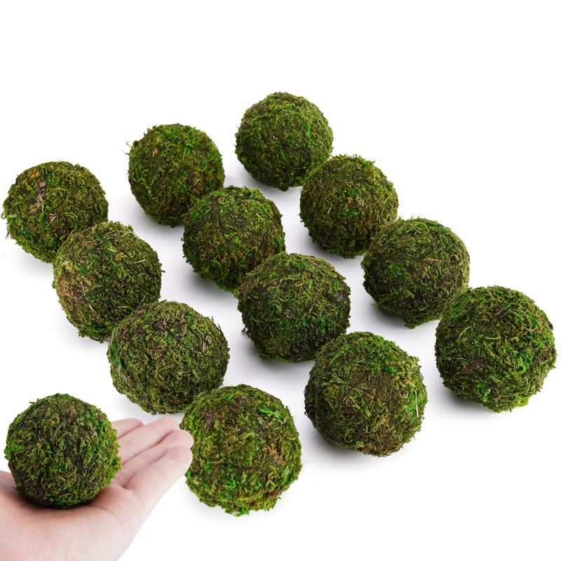 BYHER Decorative Moss Balls Set - Fake Moss Balls for Bowl Fillers, Centerpiece Decor, Home Decor, Vase Filler, Wedding Decor, Table Arrangement, Coffee Accents, DIY Crafts (Small - 2"-Set of 12) - Image 1
