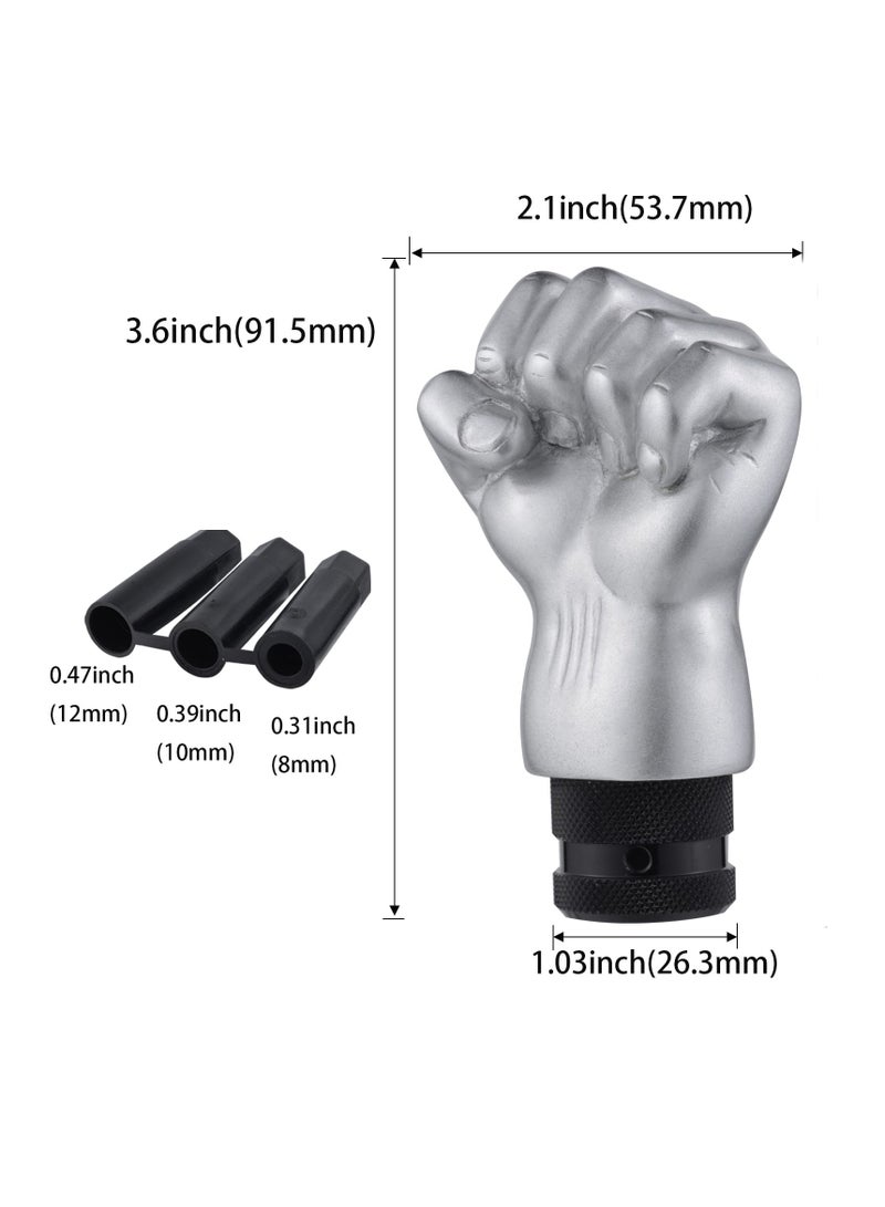 Fist Shift Knob, Fist Shift Knob Gear Shift Knob for Cars and Trucks,  Silver Gear Lever Stick Shifter Handle for Most Manual Automatic Vehicles Truck SUV Car