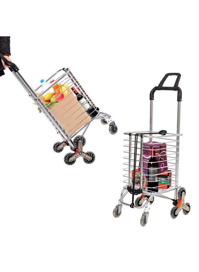 Nirvisha Stainless Steel Portable Folding Cart Aluminum Trolley with 8 Wheels Traiangle - Image 4