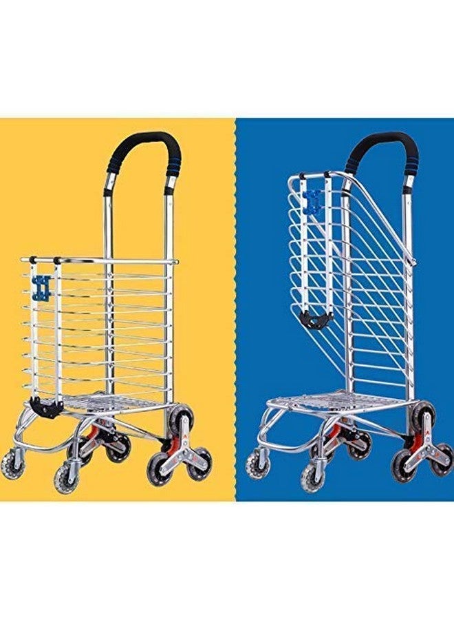 Nirvisha Stainless Steel Portable Folding Cart Aluminum Trolley with 8 Wheels Traiangle - Image 3