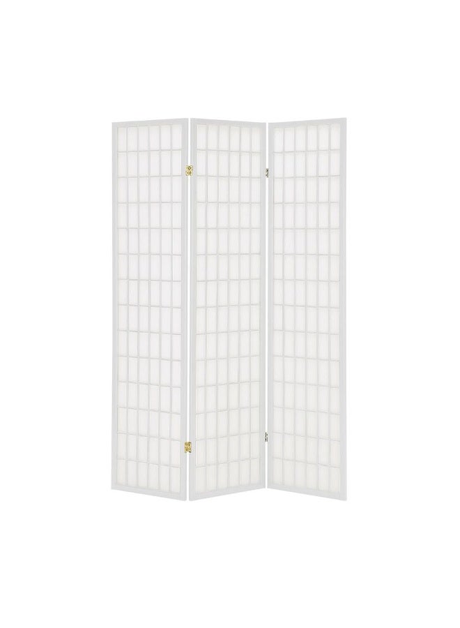DANUBE HOME Mica 3-Panel Divider – White Folding Room Divider Stylish Privacy Screen Modern White Partition For Living Room Bedroom office Adjustable Folding Panel