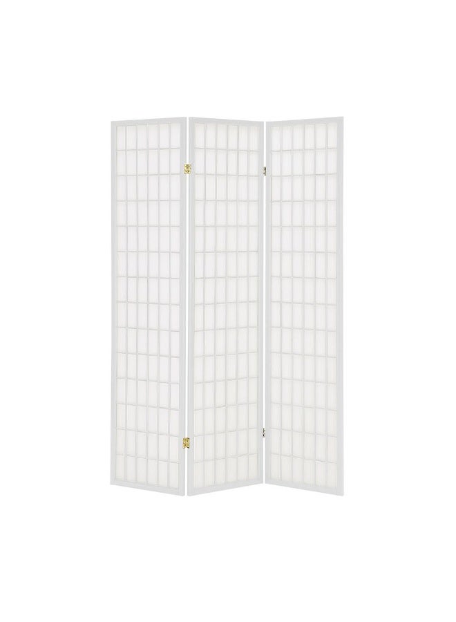 DANUBE HOME Mica 3-Panel Divider – White Folding Room Divider Stylish Privacy Screen Modern White Partition For Living Room Bedroom office Adjustable Folding Panel - Image 1