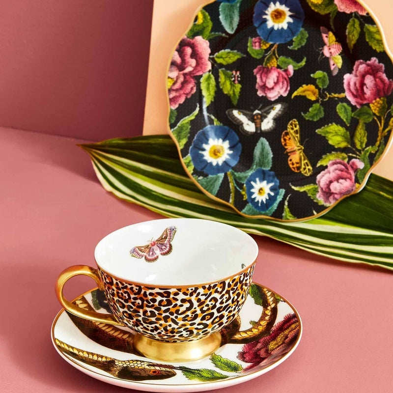 Spode Creatures of Curiosity Coupe Tea Cup and Saucer Leopard and Snake (CRCLS8821-XG) - Image 4