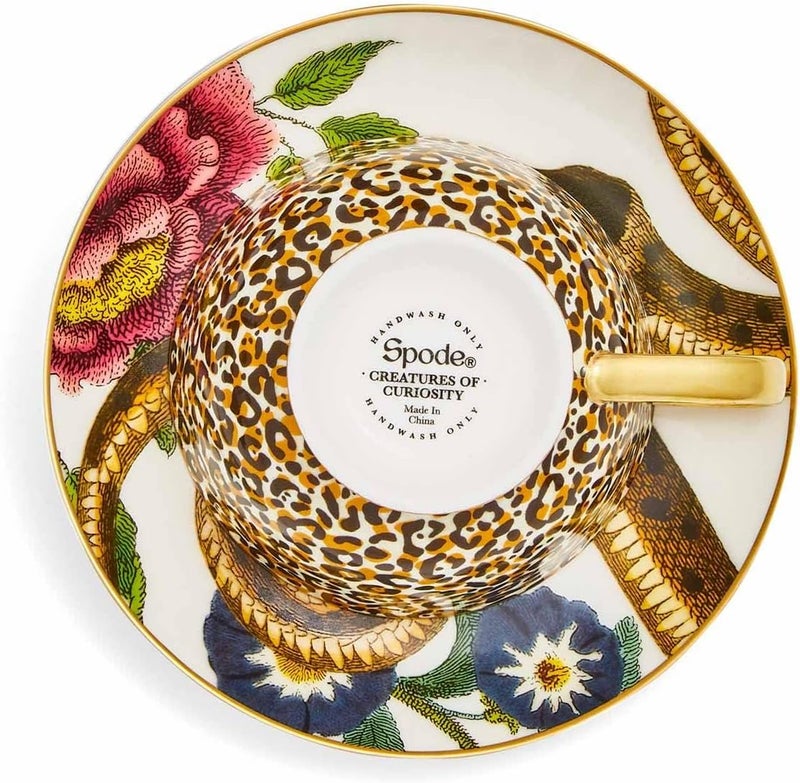 Spode Creatures of Curiosity Coupe Tea Cup and Saucer Leopard and Snake (CRCLS8821-XG) - Image 5