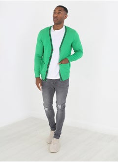 Seventy Five Knitted Cardigan With Ribbed Welt  - Image 2