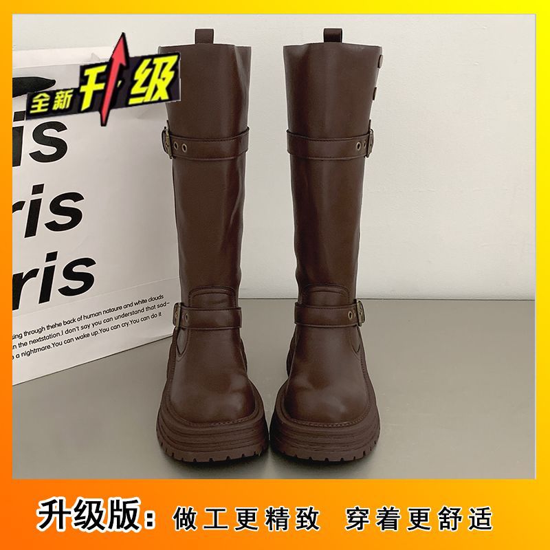 Fashion Explosions But Knee Long Boots 2024 Autumn New Thick Bottom Joker Increased Slim Lapel Knight Boots For Children - Image 1