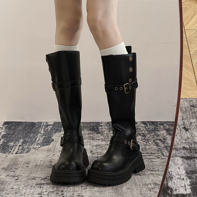 Fashion Explosions But Knee Long Boots 2024 Autumn New Thick Bottom Joker Increased Slim Lapel Knight Boots For Children - Image 3