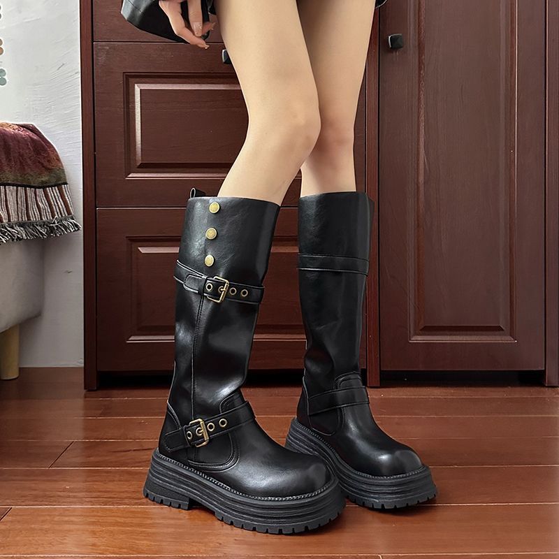 Fashion Explosions But Knee Long Boots 2024 Autumn New Thick Bottom Joker Increased Slim Lapel Knight Boots For Children - Image 2