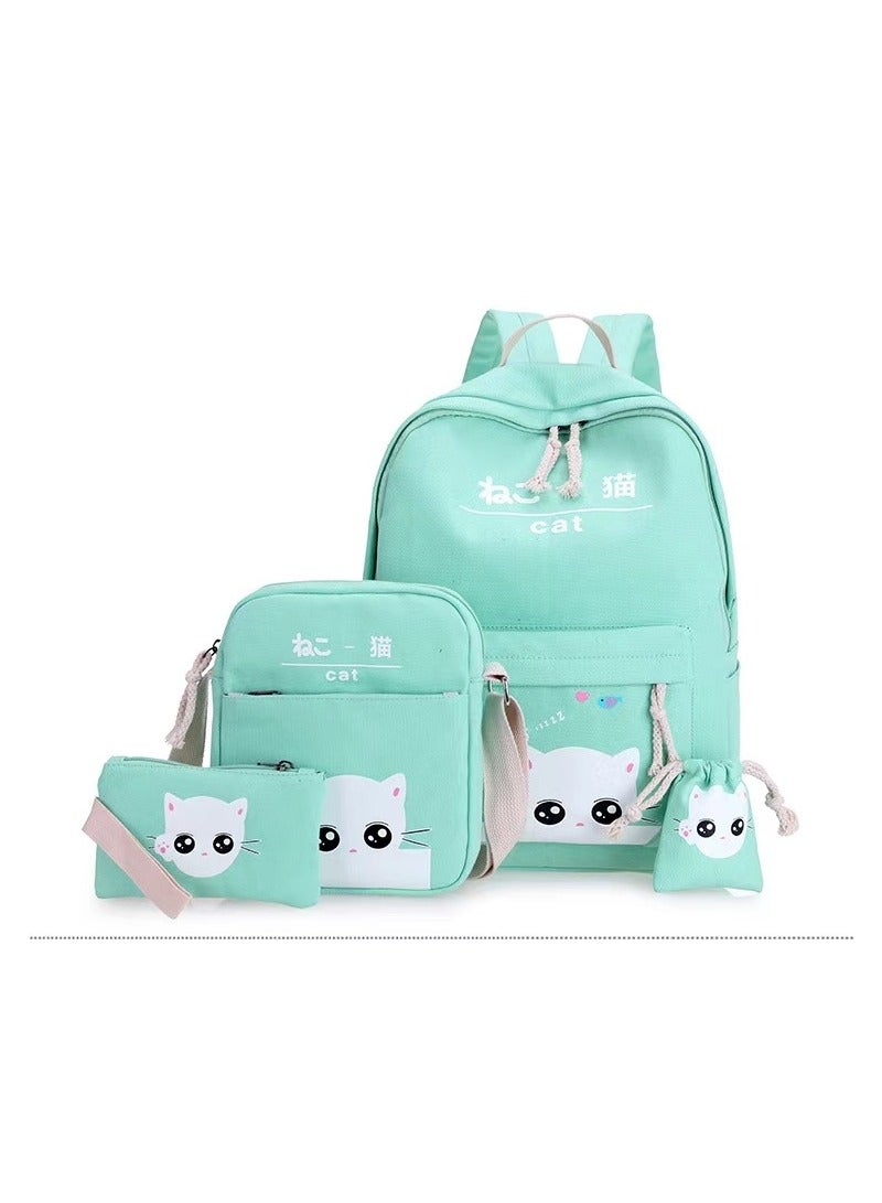 SUNSTAR New polyester printed zipper children's backpack, green - Image 1