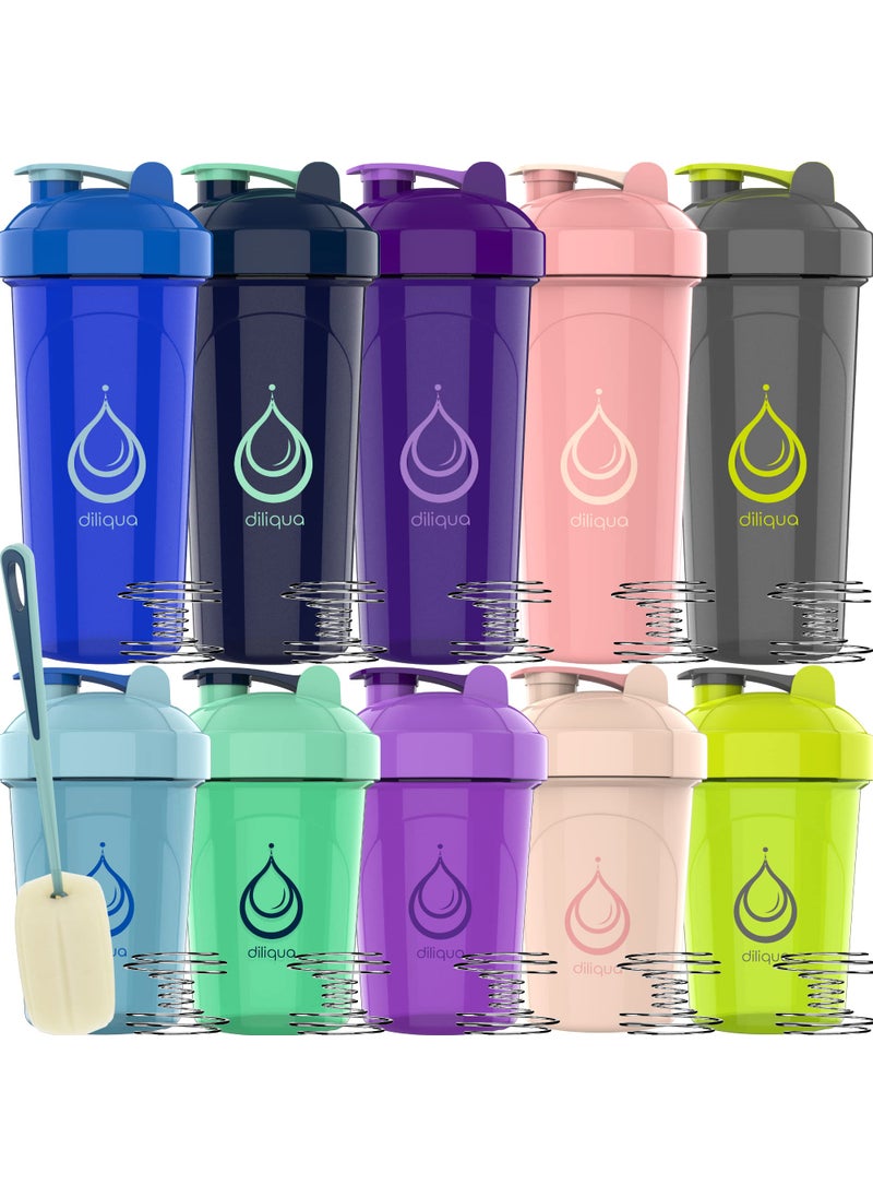 Diliqua diliqua 10 PACK Shaker Bottles for Protein Mixes  BPAFree  Dishwasher Safe  5 Large 28 oz  5 small 20 oz protein shaker bottle  Shaker Cups for protein shakes  Blender Shaker Bottle Pack 