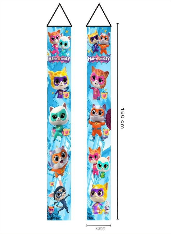 BNFUO 2Pcs Super Cats Birthday party Porch Sign Door Hanging Banner Birthday Party Supplies for Wall Decorations - Image 3