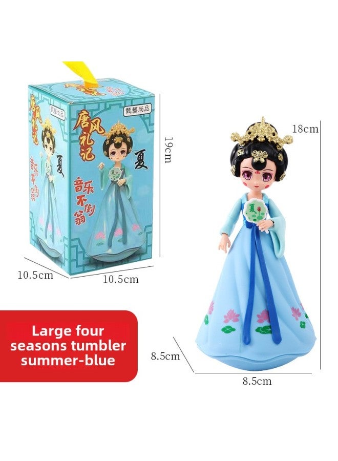 Datang Tumbler Little Sister Four Beautiful Women Creative Xi'an Tourism Creative Doll Doll Toy Ornaments Gift-Color:Large Four Seasons Summer Blue - Image 1