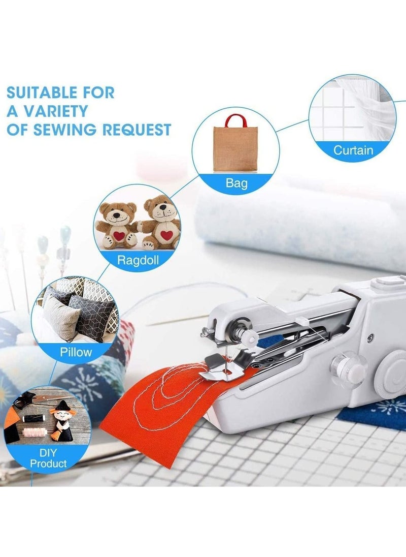 KASTWAVE - Mini Handheld Sewing Machine, Quick Handy Stitch Portable Hand Cordless With accessories for Beginner Fabric Clothing Children's Kids Cloth Curtain Home Travel DIY Household Use (White) - Image 1