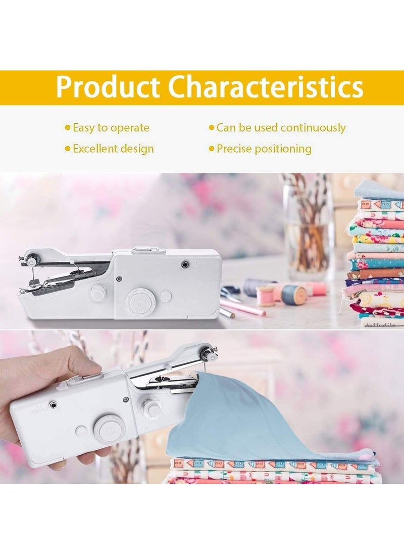 KASTWAVE - Mini Handheld Sewing Machine, Quick Handy Stitch Portable Hand Cordless With accessories for Beginner Fabric Clothing Children's Kids Cloth Curtain Home Travel DIY Household Use (White) - Image 1