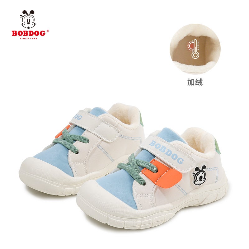 Children'S Shoes, Winter Baby Shoes, New Babudou Soft-Soled Toddler Shoes, Baby Fleece-Lined Warm Shoes For Boys Aged 1-4 - Image 1