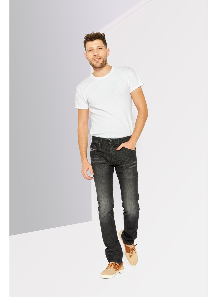 DIESEL - Men Regular Fit Washed Denim Jeans, Black - Image 1