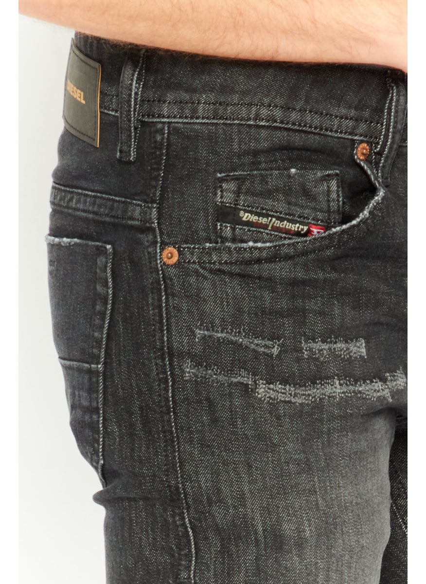 DIESEL - Men Regular Fit Washed Denim Jeans, Black - Image 1