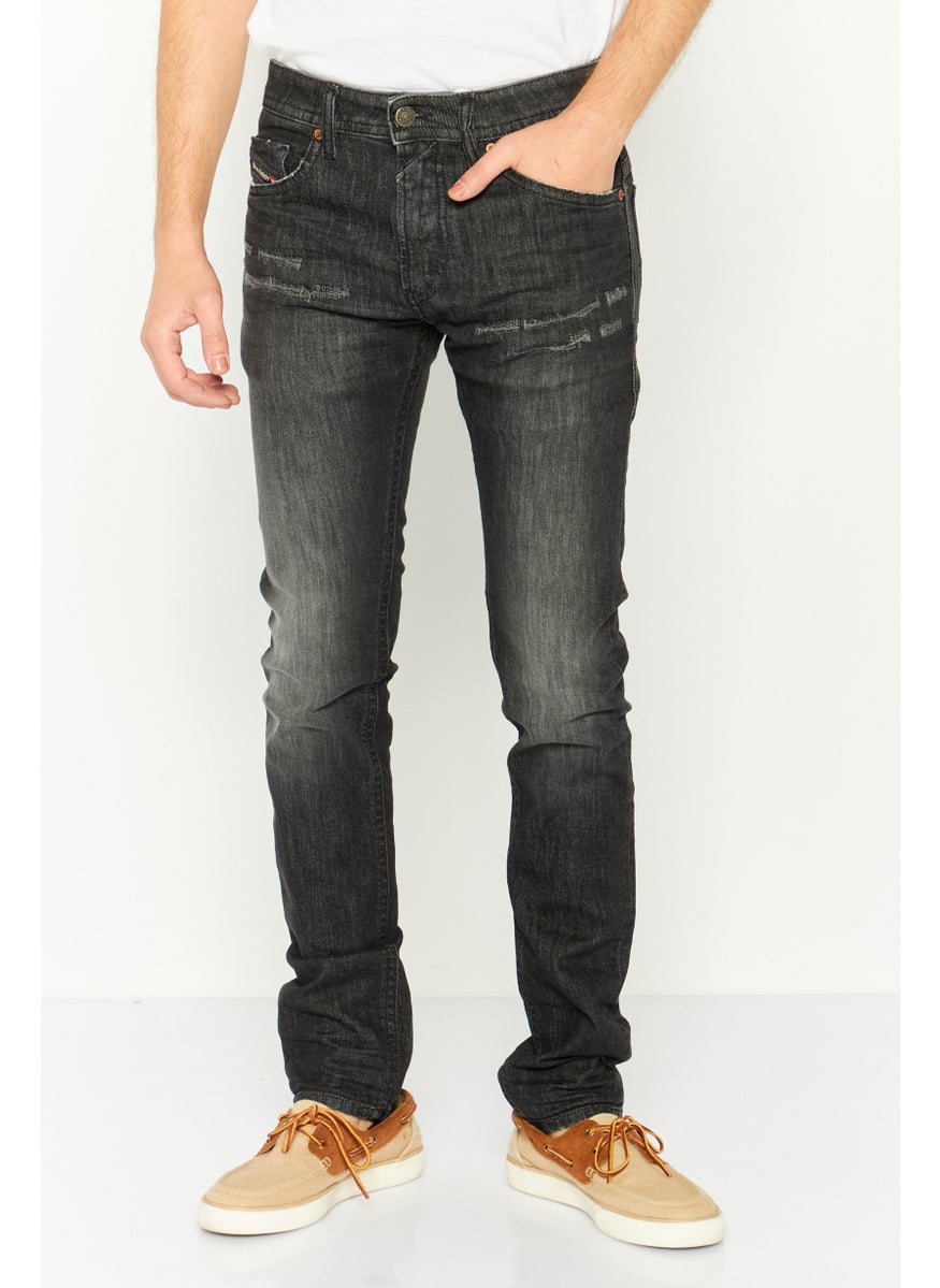 DIESEL - Men Regular Fit Washed Denim Jeans, Black - Image 1