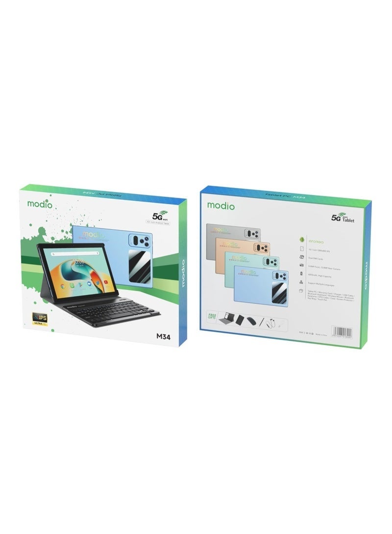 modio 📱 Modio M34 10.1-Inch Android Tablet | 8GB RAM + 512GB ROM | High-Definition Display | Dual SIM | 6000mAh Battery | With Keyboard – Portable Power for Work & Play - Image 1